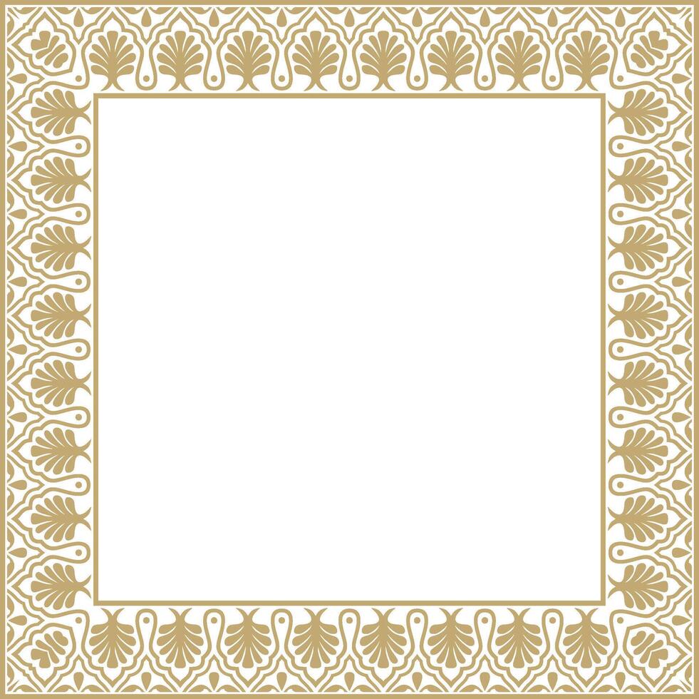 Golden square national Indian ornament. Rectangle, border, ethnic Hindu frame vector