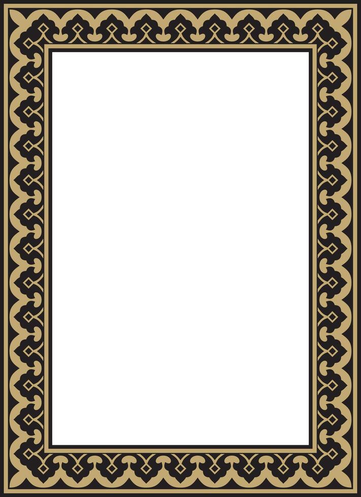 Square gold with black national Persian ornament. Rectangle, frame, border, ethnic pattern of Iran, Iraq, Tajikistan vector