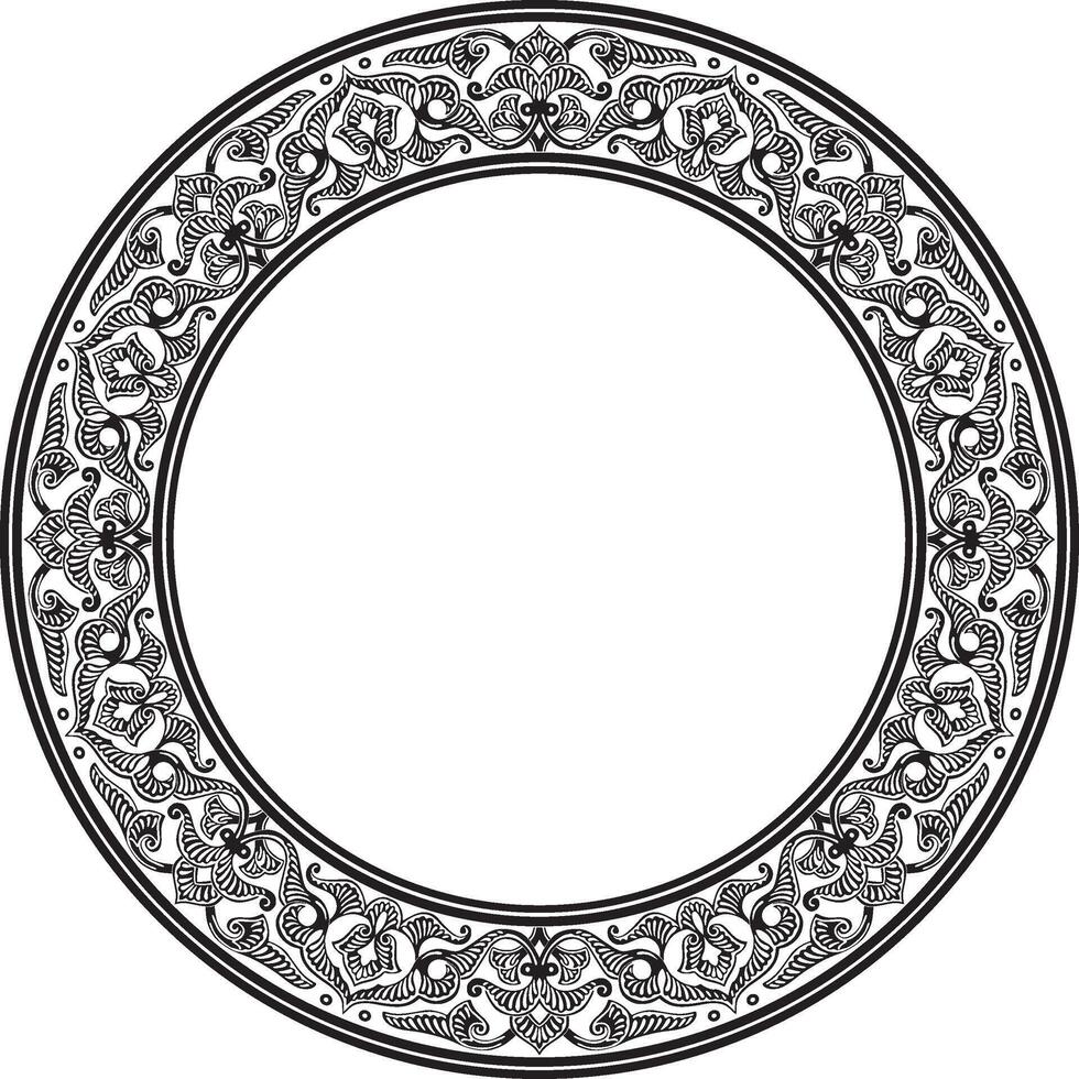 monochrome round oriental ornament. Arabic patterned circle of Iran, Iraq, Turkey, Syria. Persian frame, border. For sandblasting, laser and plotter cut vector