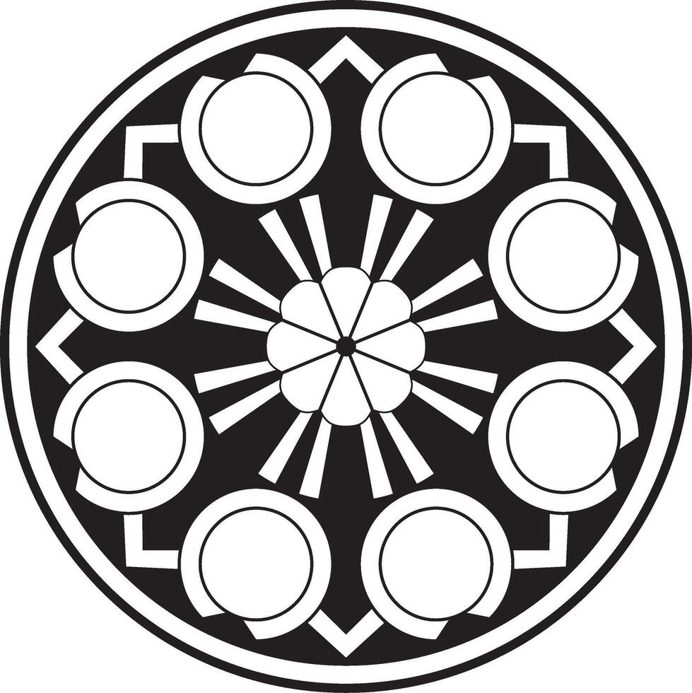 monochrome black round turkish ornament. vector