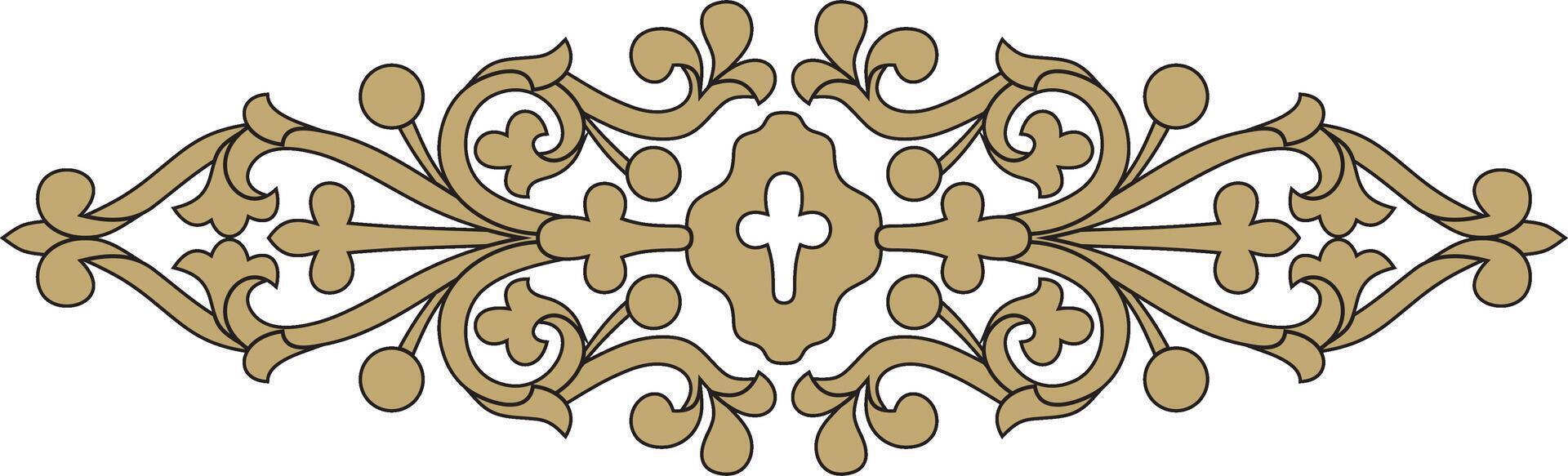 black and gold gothic ornament. Medieval European drawing. Classic pattern of the Germans, Angles, Saxons, Franks. vector