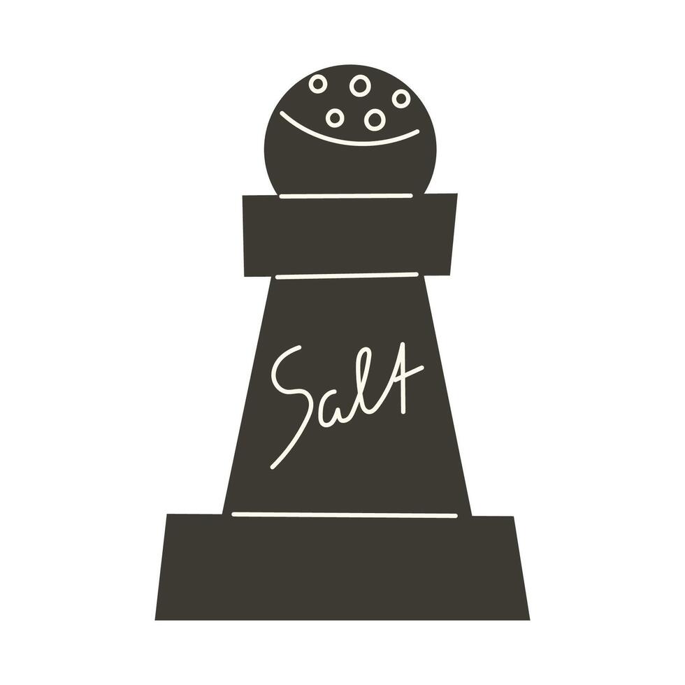 Black Salt Shaker with the Word Salt Engraved vector