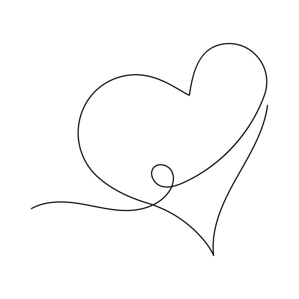 Love shape single-line art beautifully captures the essence of love, with a single, continuous line . vector