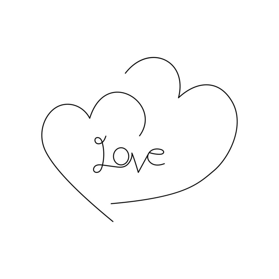 Love shape single-line art beautifully captures the essence of love, with a single line. vector