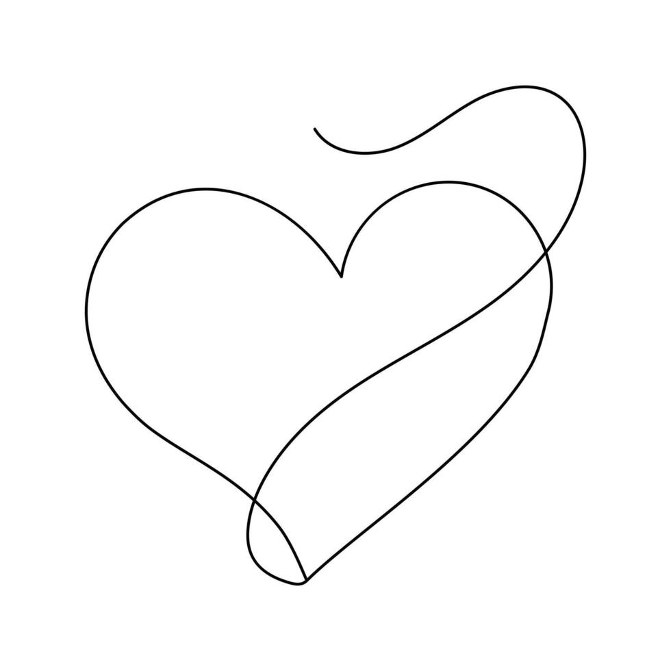 On a white artboard, the love shape single-line art beautifully captures the depth and beauty of love through a continuous line. vector