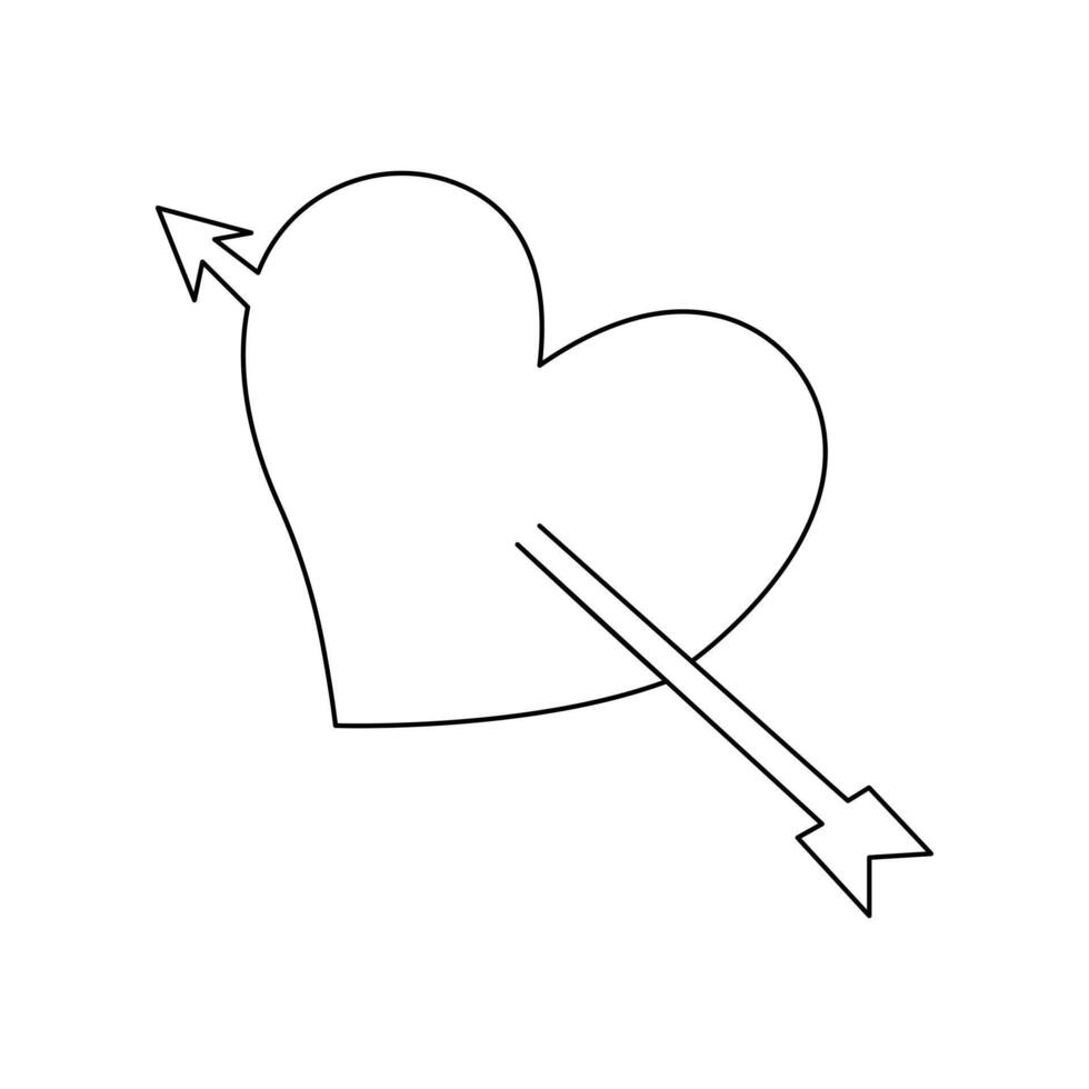 Love shape single-line art creates a heart, symbolizing love with continuous line. vector