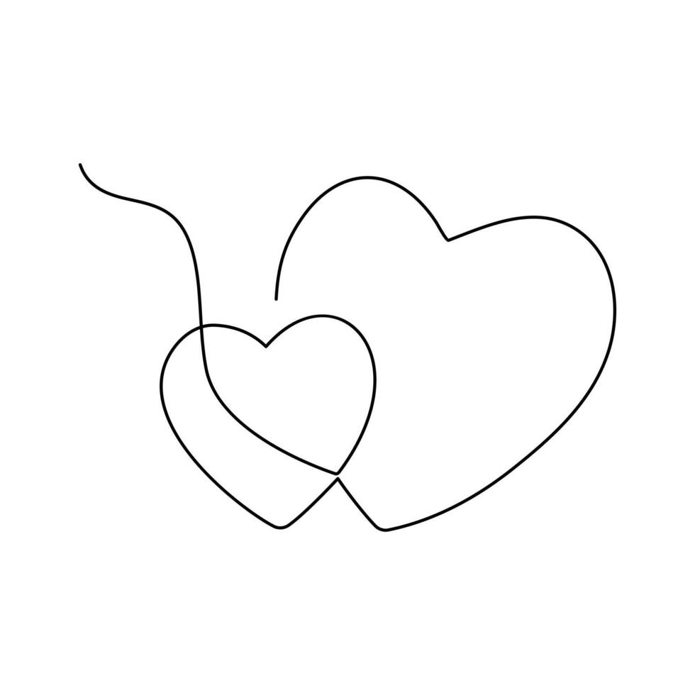 Love shape single line art beautifully forms a heart, expressing love in a simple, continuous stroke. vector