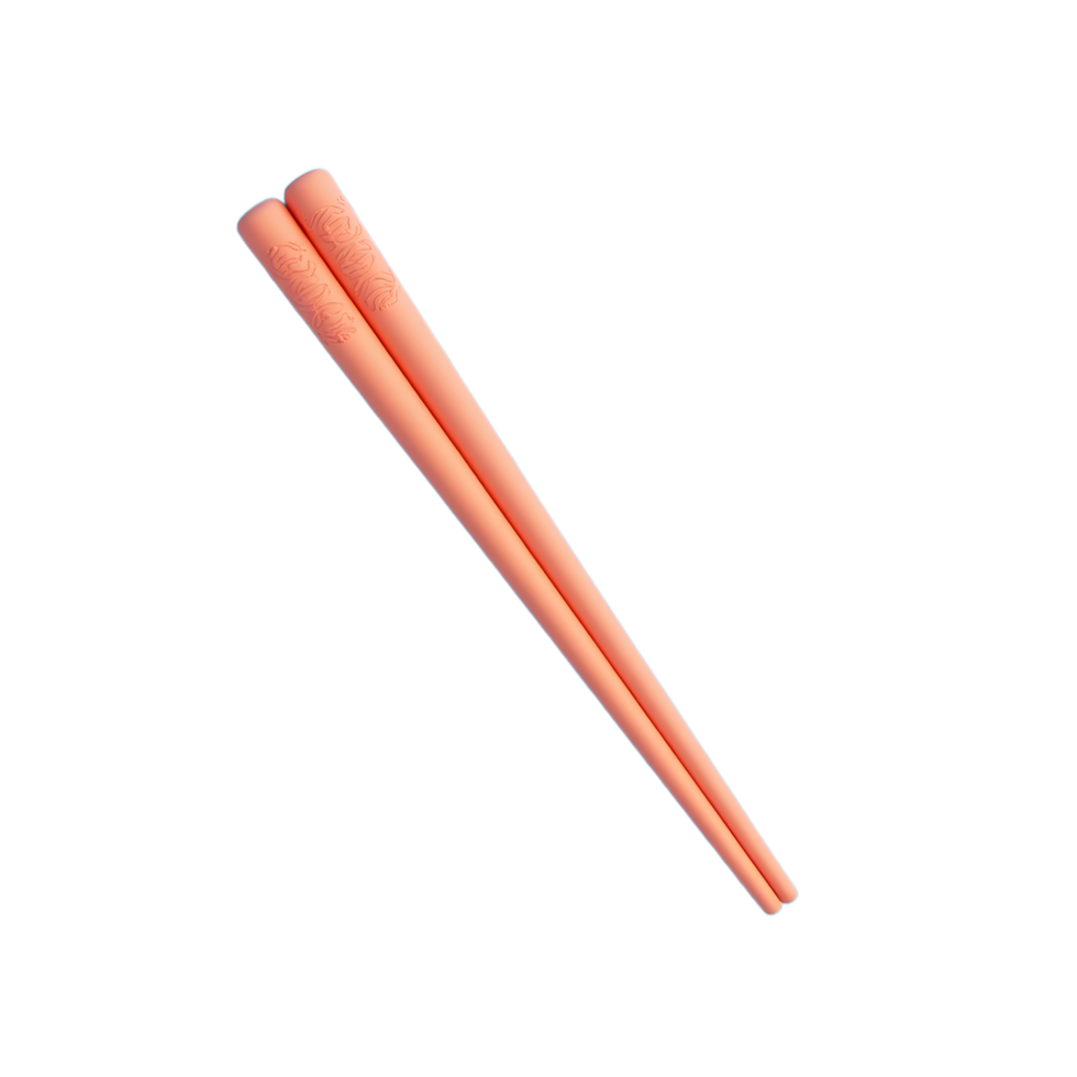 Pastel Peach Chopsticks Minimalist Design on Blue png