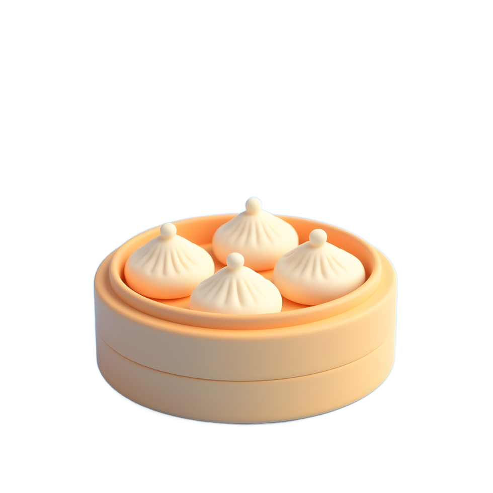 Steamed Buns in Pastel Orange Bamboo Steamer A Minimalist Delight png