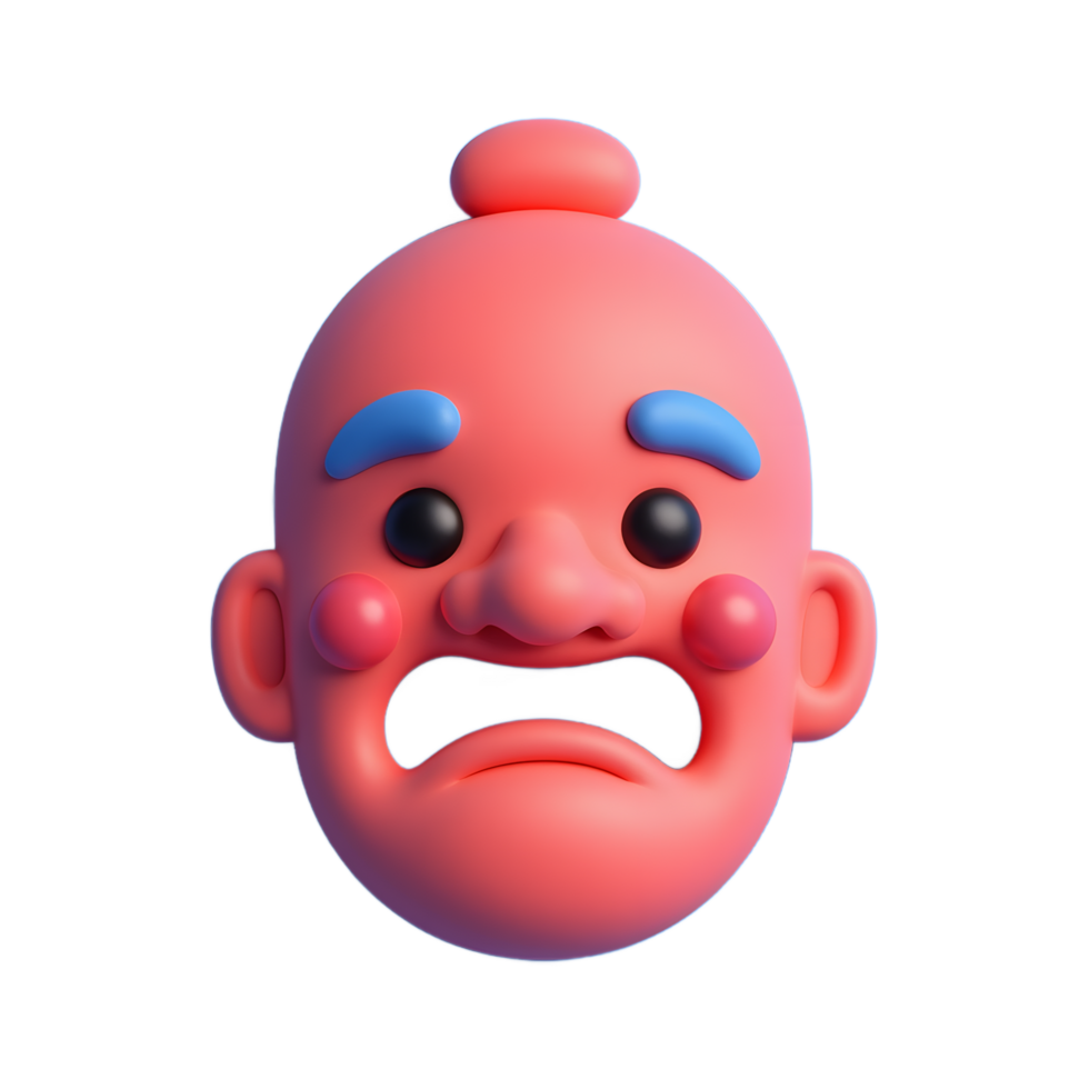 Distressed 3D Cartoon Face A Simple, Coral-Colored Mask png