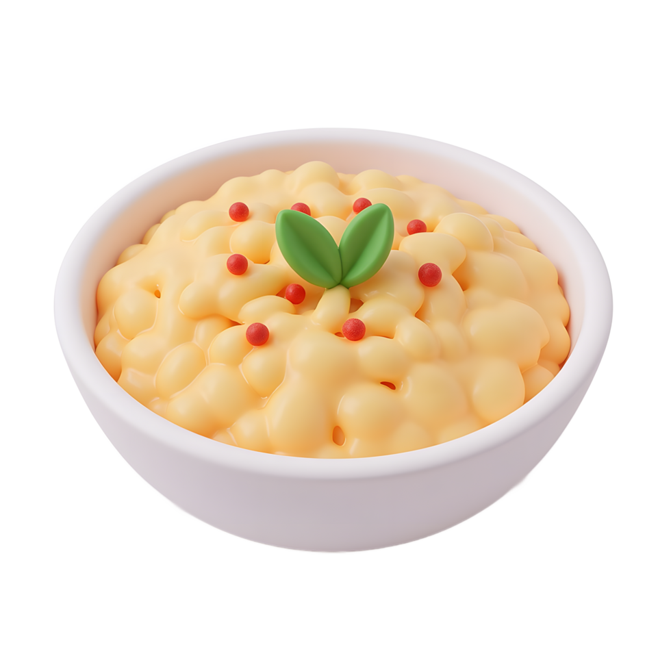 Creamy Macaroni and Cheese Bowl A Delightful 3D Render png