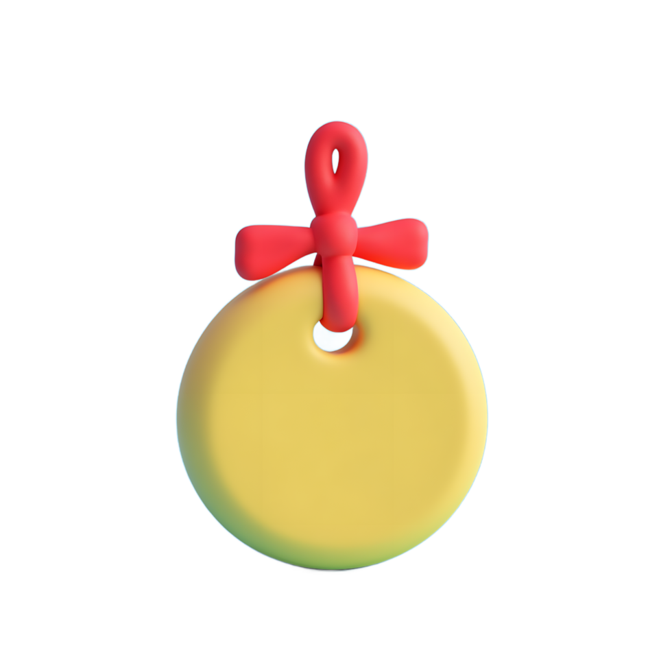 Playful Yellow Disc with Red Bow A Cheerful 3D Render png