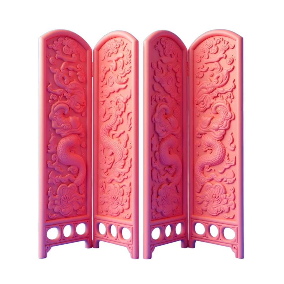 Pink Dragon Room Divider Intricate Carving, Pastel Mood png
