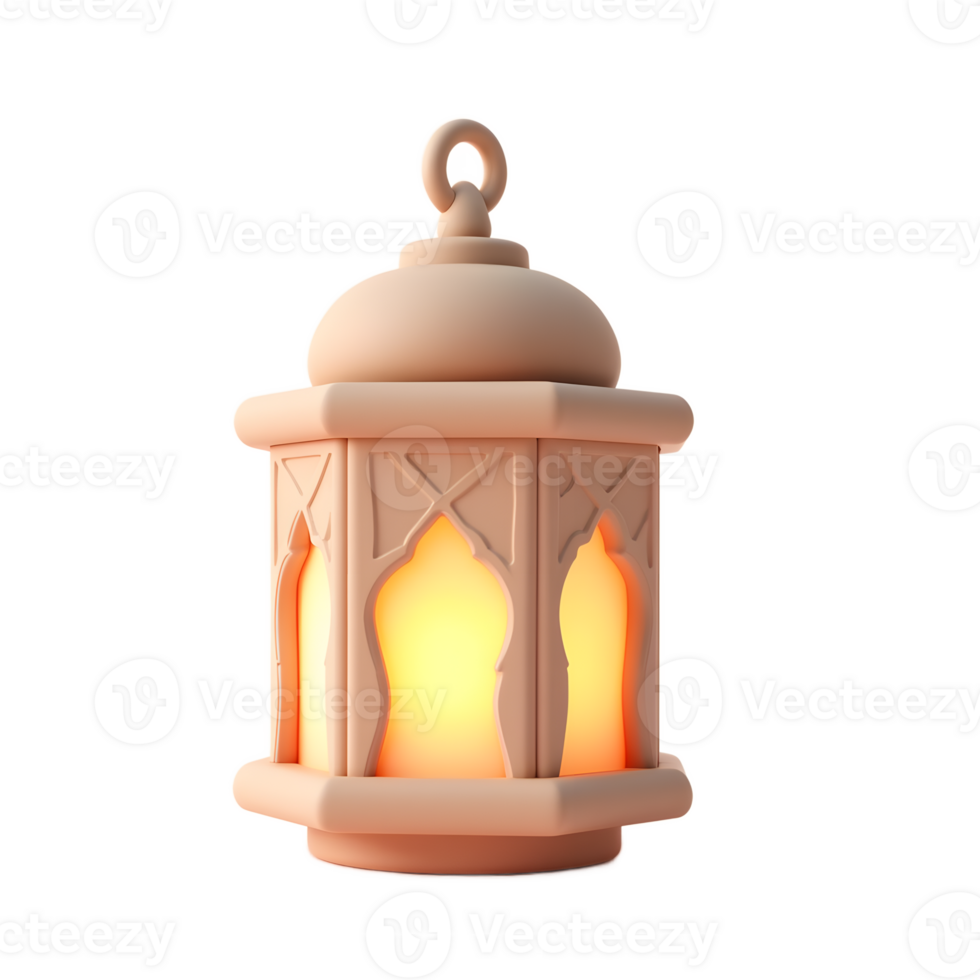 Illuminated Ramadan Lantern A Soft, Elegant 3D Render png