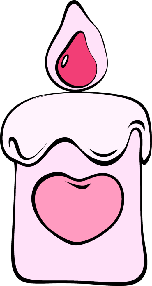 the Illustration of a pink candle with a heart in the middle. png
