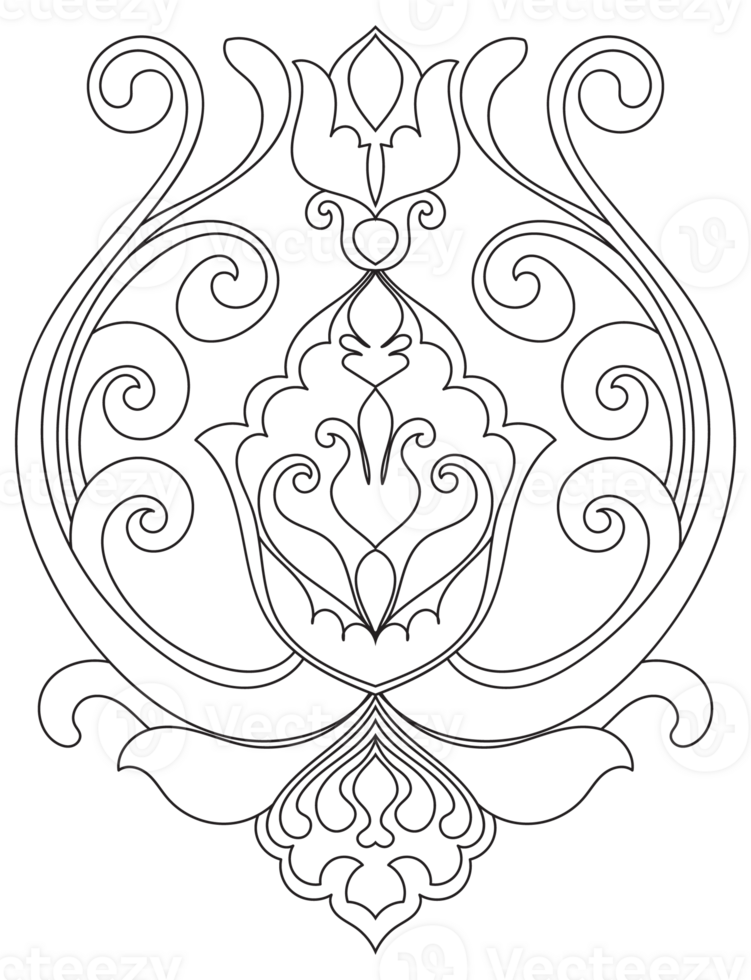 Abstract lotus, vintage lines, no color vintage pattern elements png