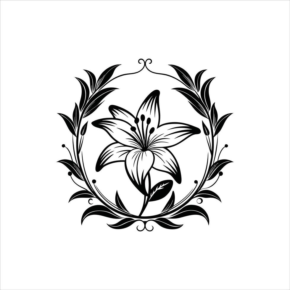 Lily Flower Ornamental Plant with Ceramic vector