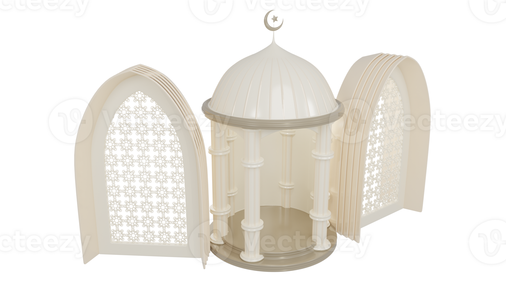 Perspective views 3d illustration render of Islamic design element png