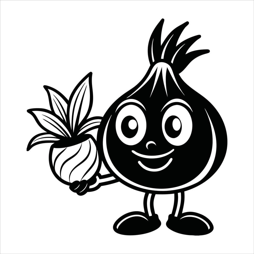 Illustration Of Onion Red Cartoon Holding A Plant Seed vector
