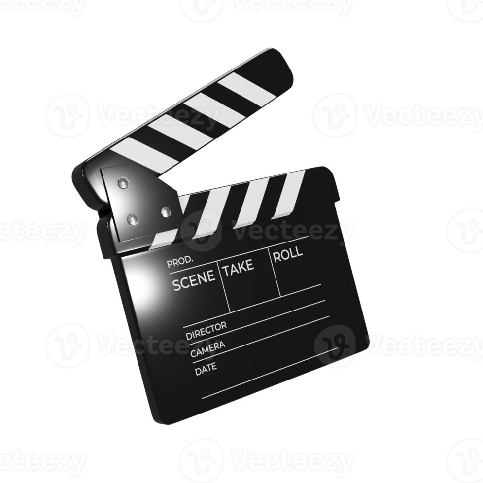 3d icon render black movie clapperboard illustration png