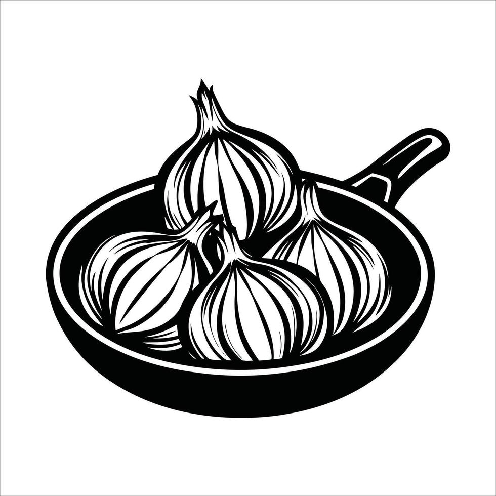 Onion Frying Pan Isolated On White vector