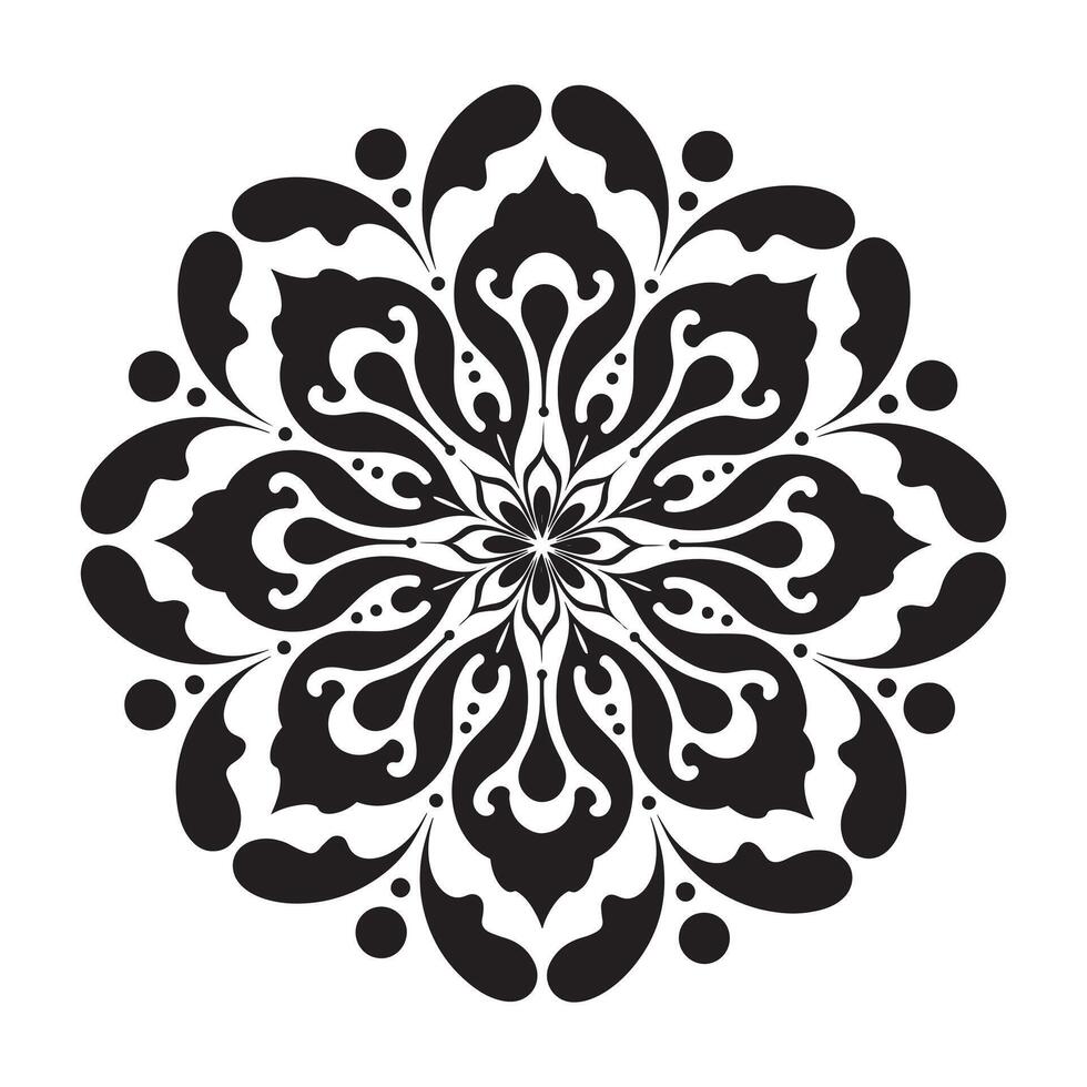 Radiant Circular Bloom Intricate Symmetrical Floral Silhouette vector