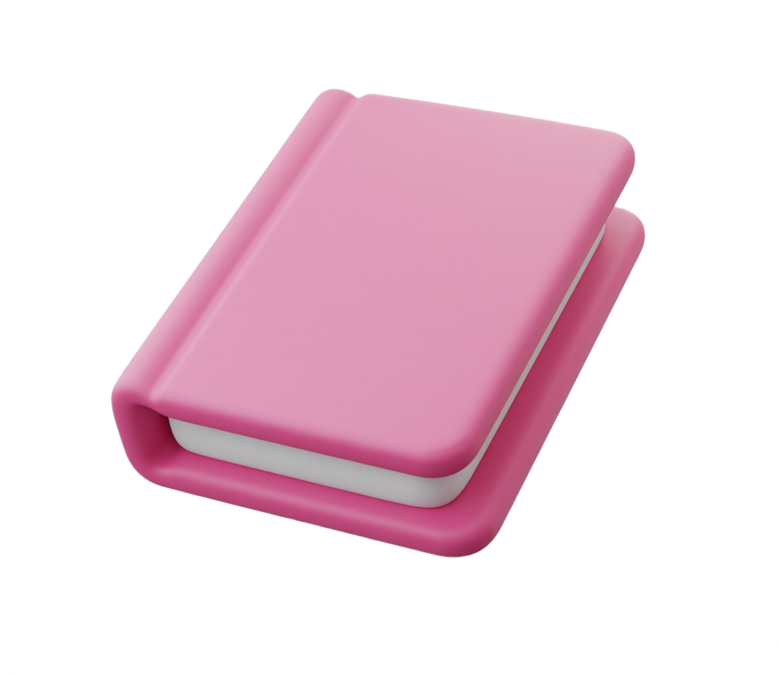 3D pink book isolated on transparent background png