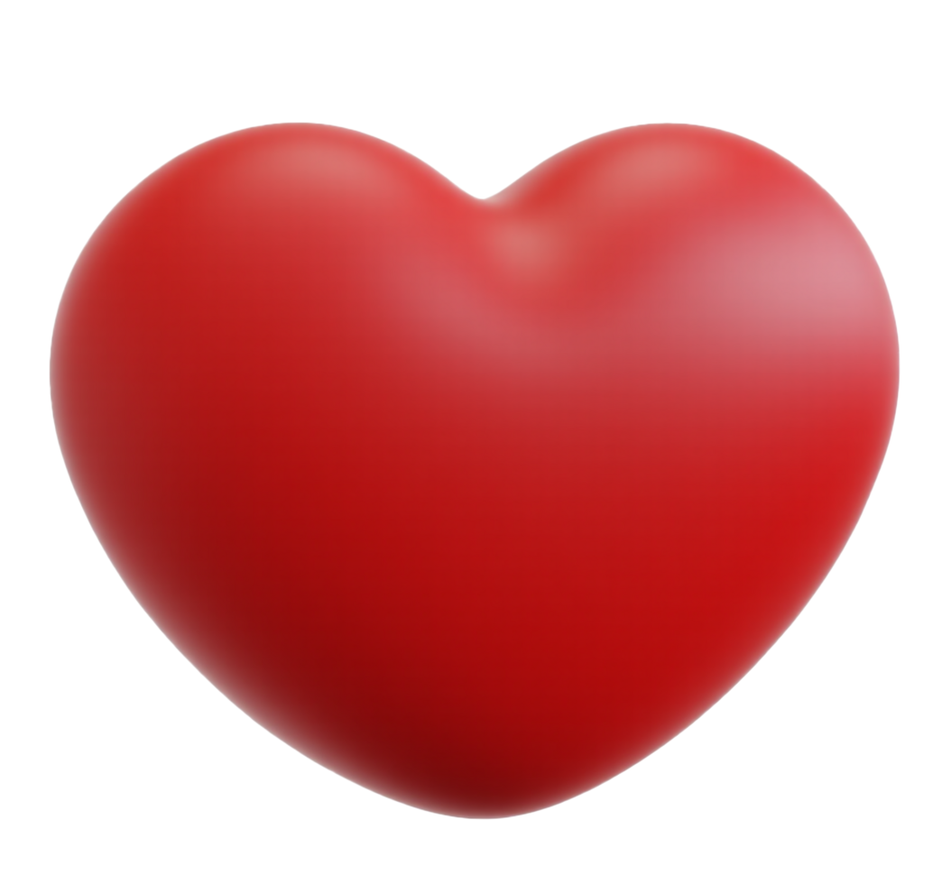 3D render red heart shape balloon isolated on transparent background png