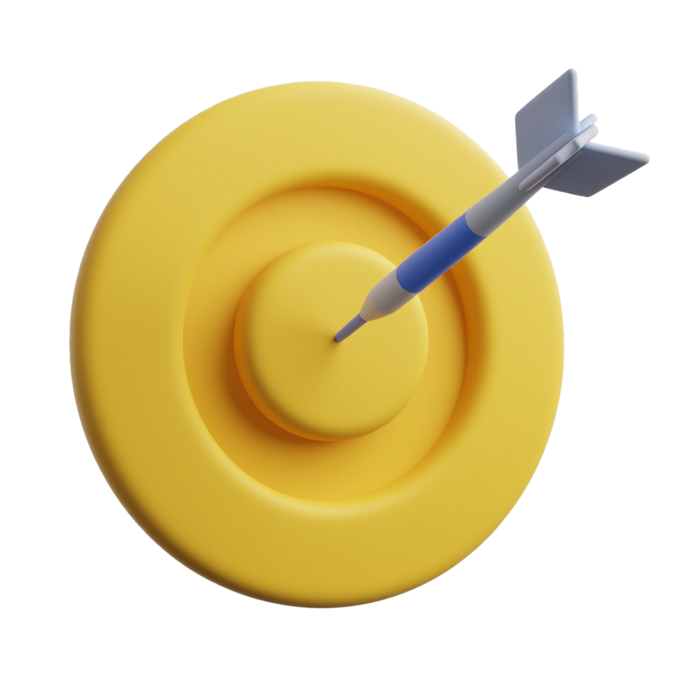 3D yellow target with arrow 3d render icon png