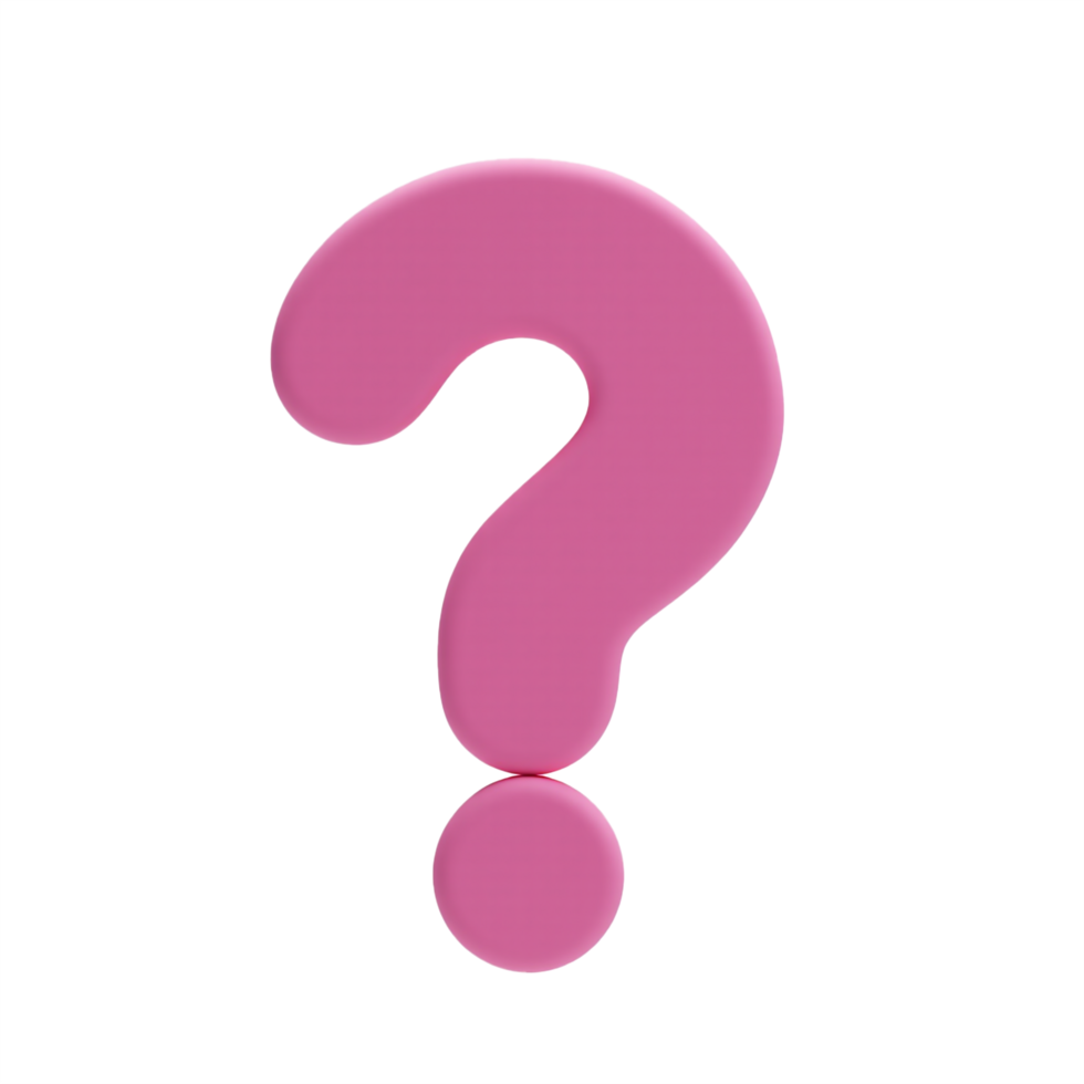 3D question mark icon isolated on transparent background png