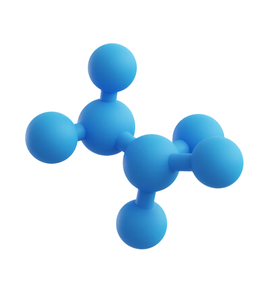 3D molecule structure isolated on transparent background png