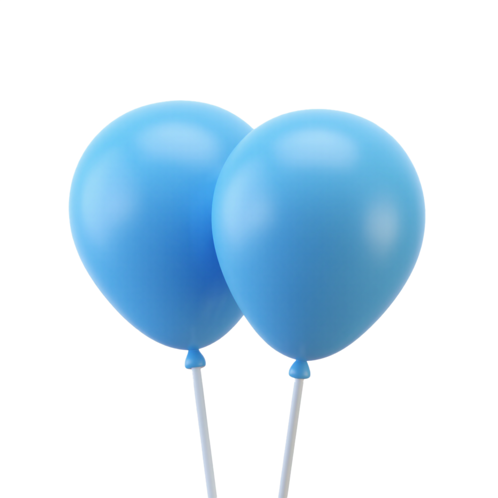 3D Blue balloon isolated on transparent background png
