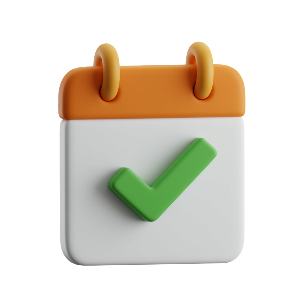3D calendar with check mark png