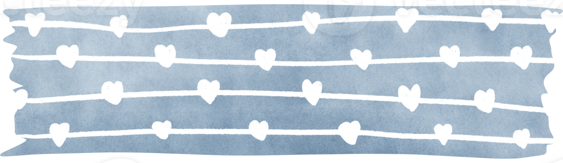 Washi tape with light blue background There are 5 rows of white hearts, each row connected by a line. png