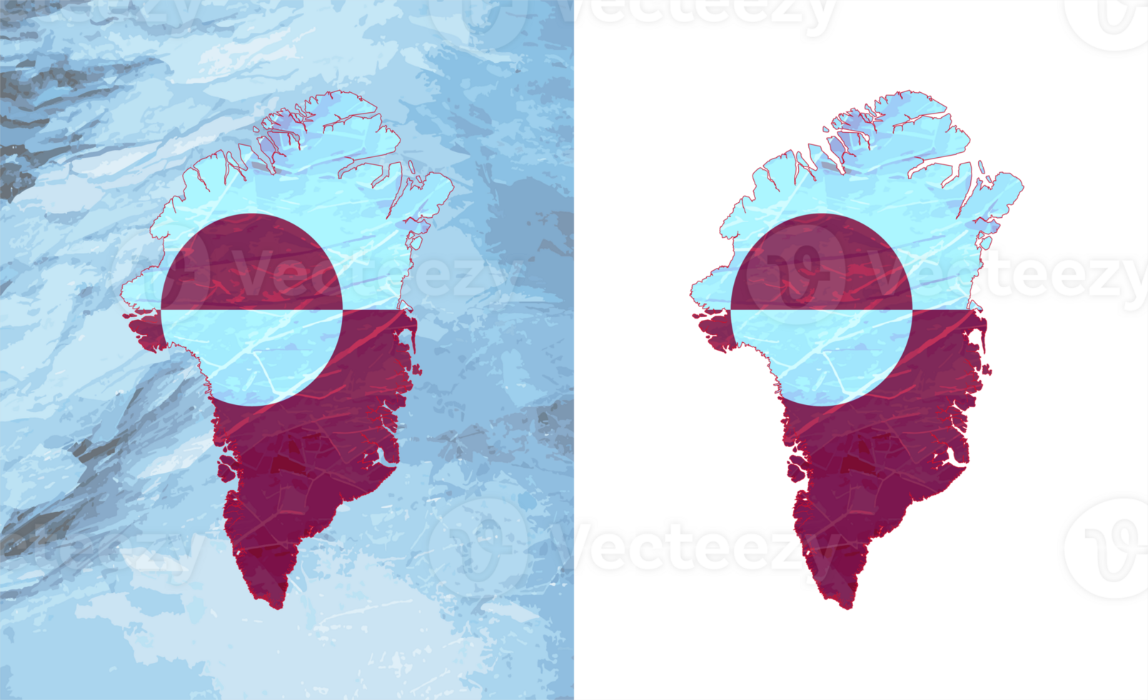 Greenland map with Greenland flag. Independence concept. Ice background. png