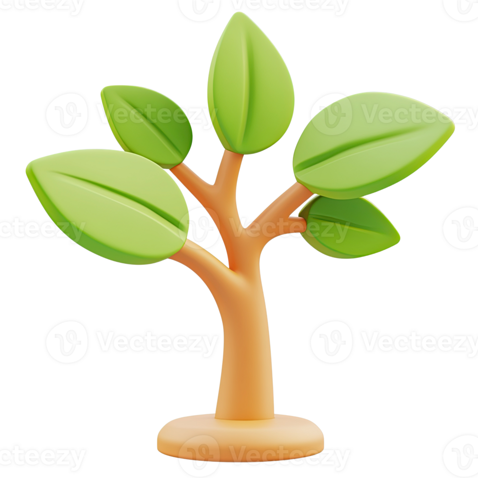 Young tree sapling growth, isolated, 3D render, nature background, website png