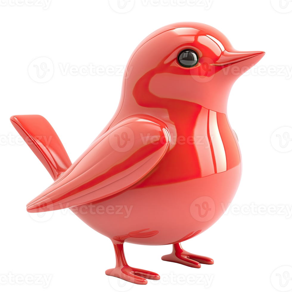 Red bird figurine, studio shot, website, mascot png