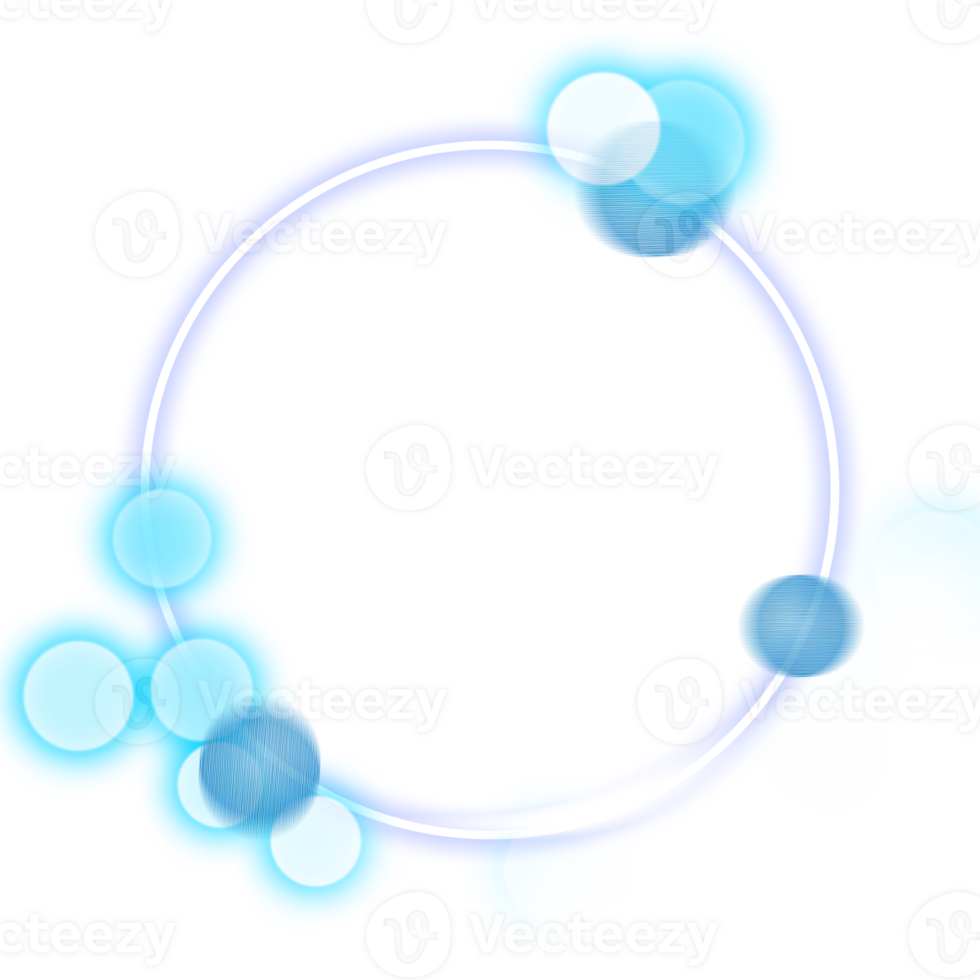 Vibrant Circular Overlay with Glowing Blue Light Orbs png