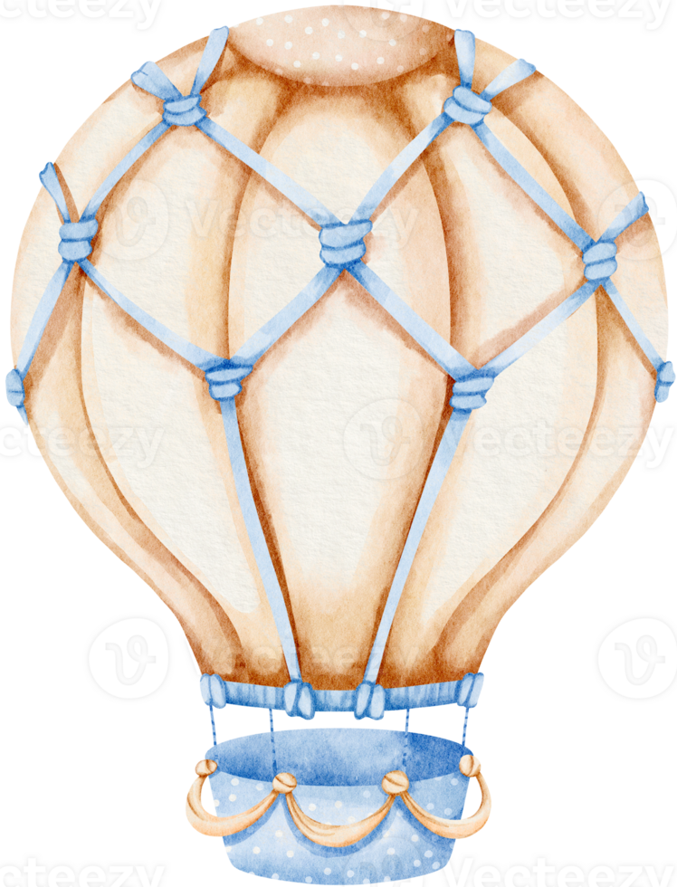 Blue Hot Air Balloons Watercolor Style png