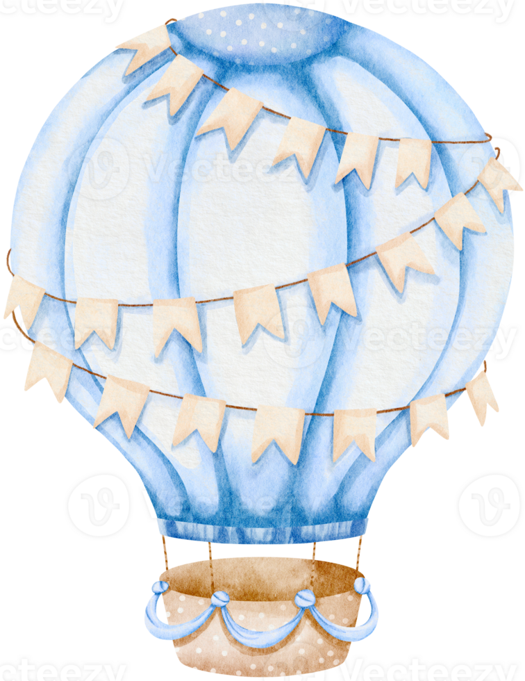 Blue Hot Air Balloons for Invitation Card png
