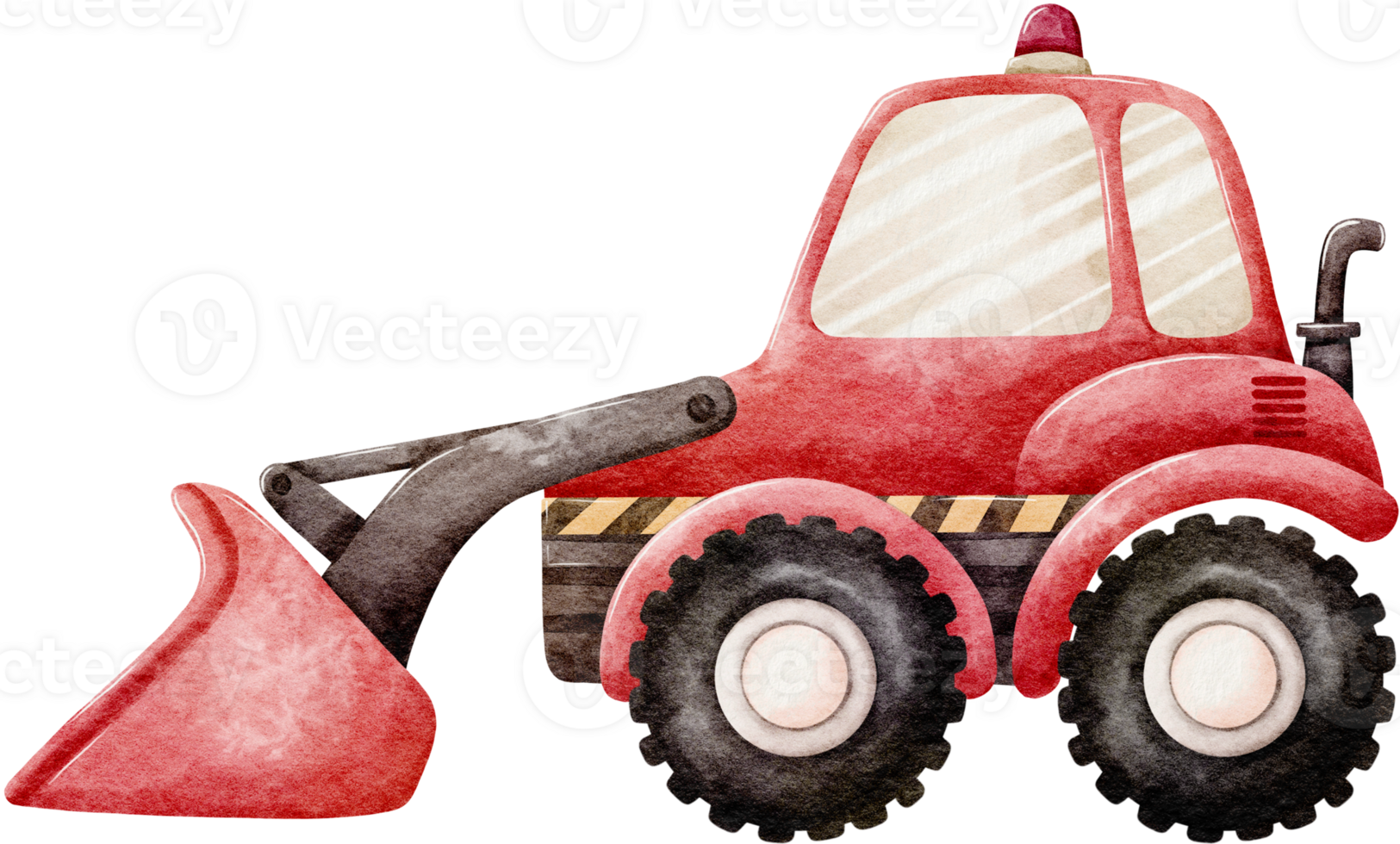 Watercolor Red Construction Wheel Loader png