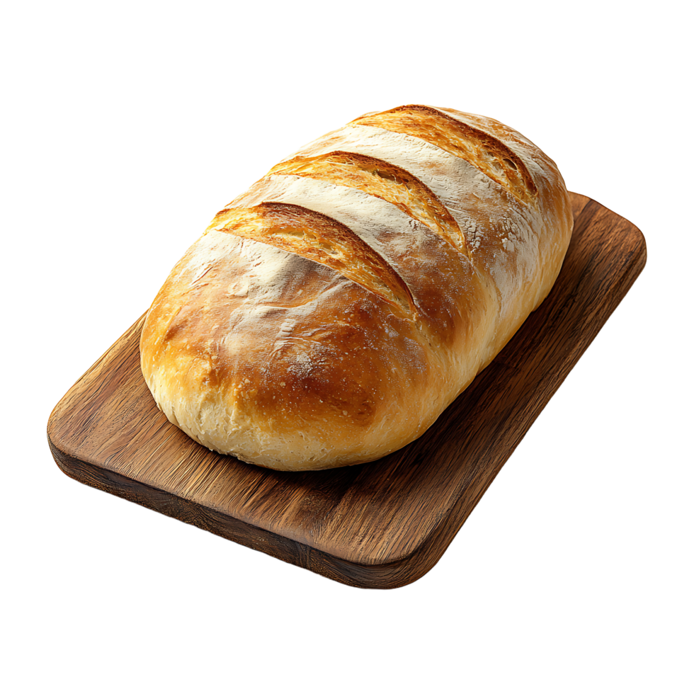 A loaf of bread on a wooden board png