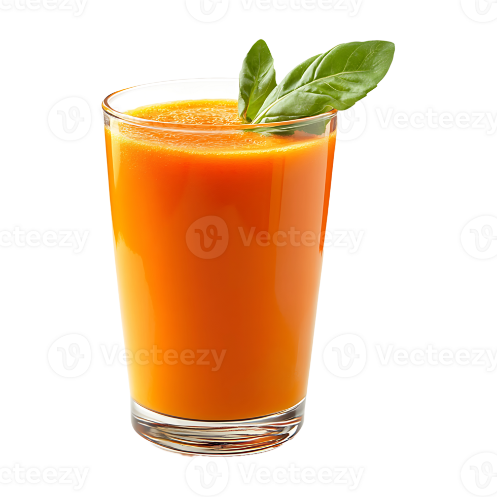 Carrot juice in a glass with a leaf png