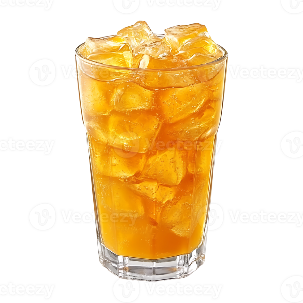 A glass of orange juice with ice cubes png