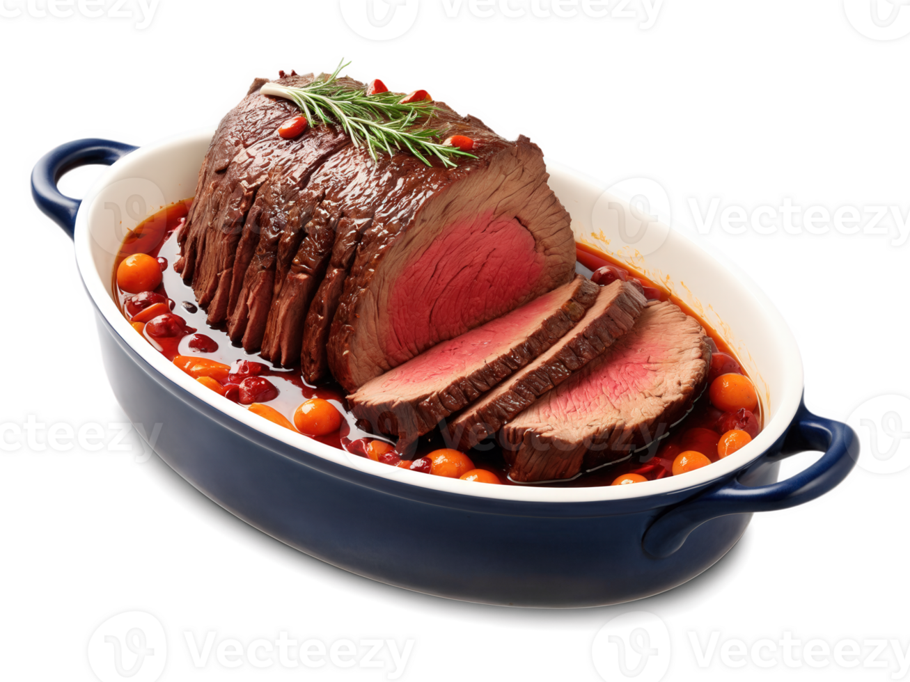 Sauerbraten, German pot roast-style dish with beef marinated in vinegar, dramatic red wine splashing around dark meat png