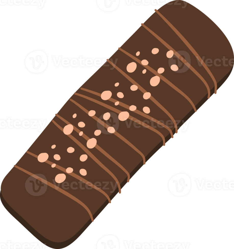 Hand drawn dark chocolate biscuit with topping png