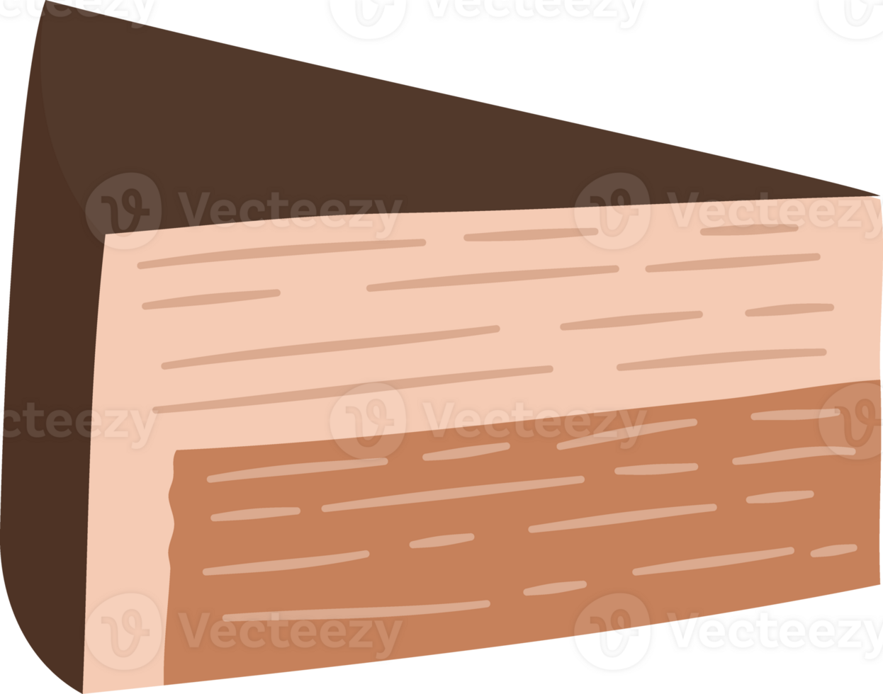 Hand drawn dark chocolate slice cake png
