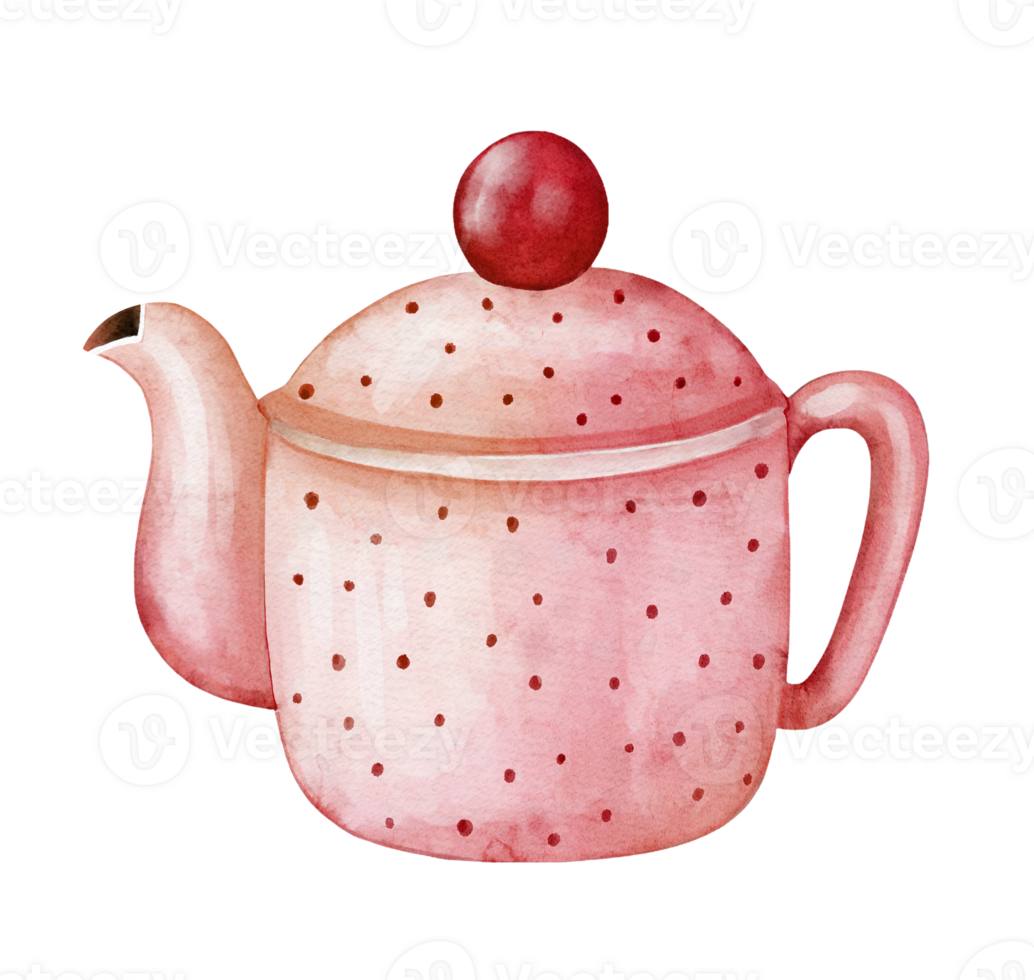 rosa acquerello teiera. mano disegnato illustrazione png