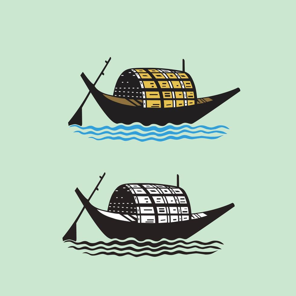 Boat illustration with water deferent two boat vector