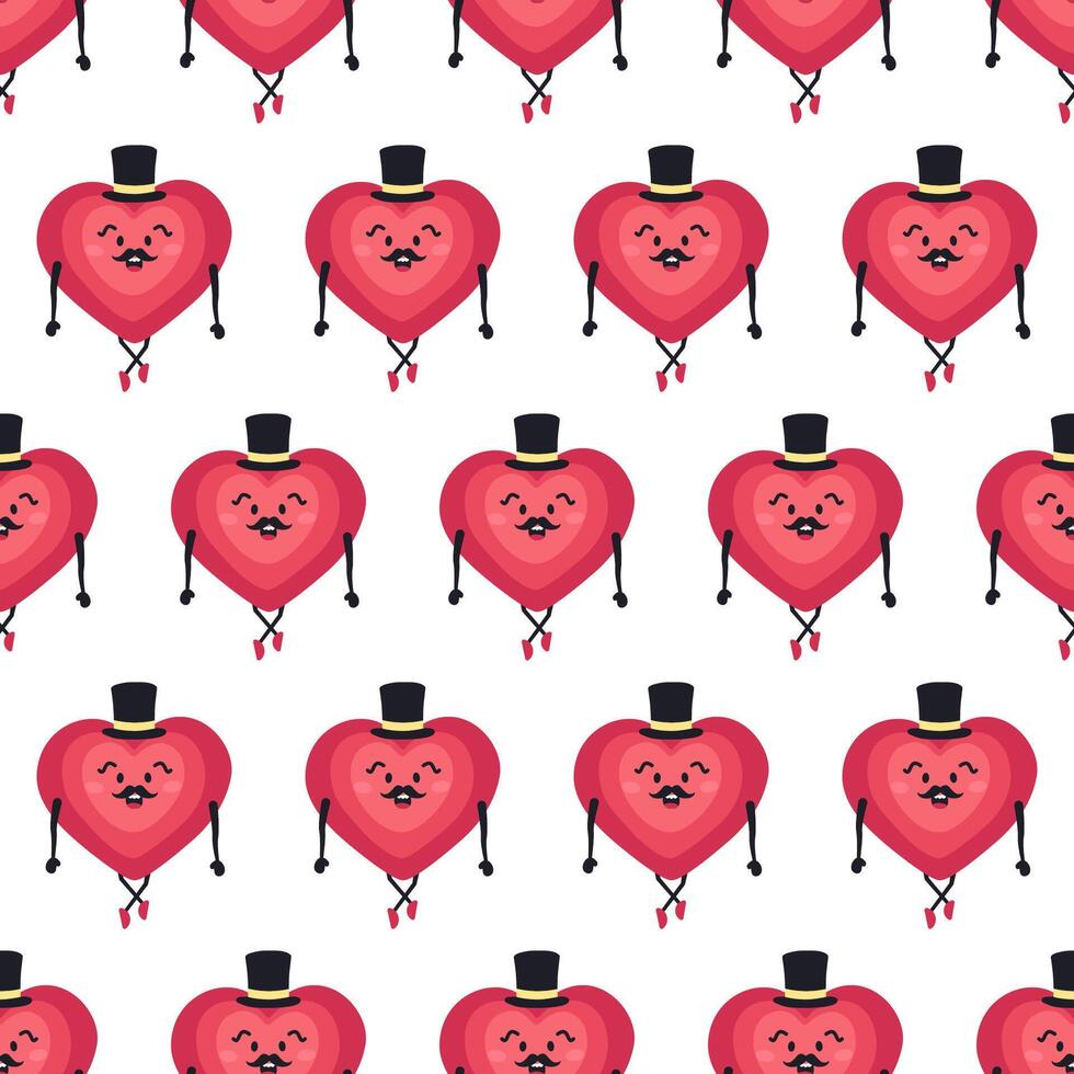 Charming Heart Themed Seamless Pattern Adorable Repeating vector